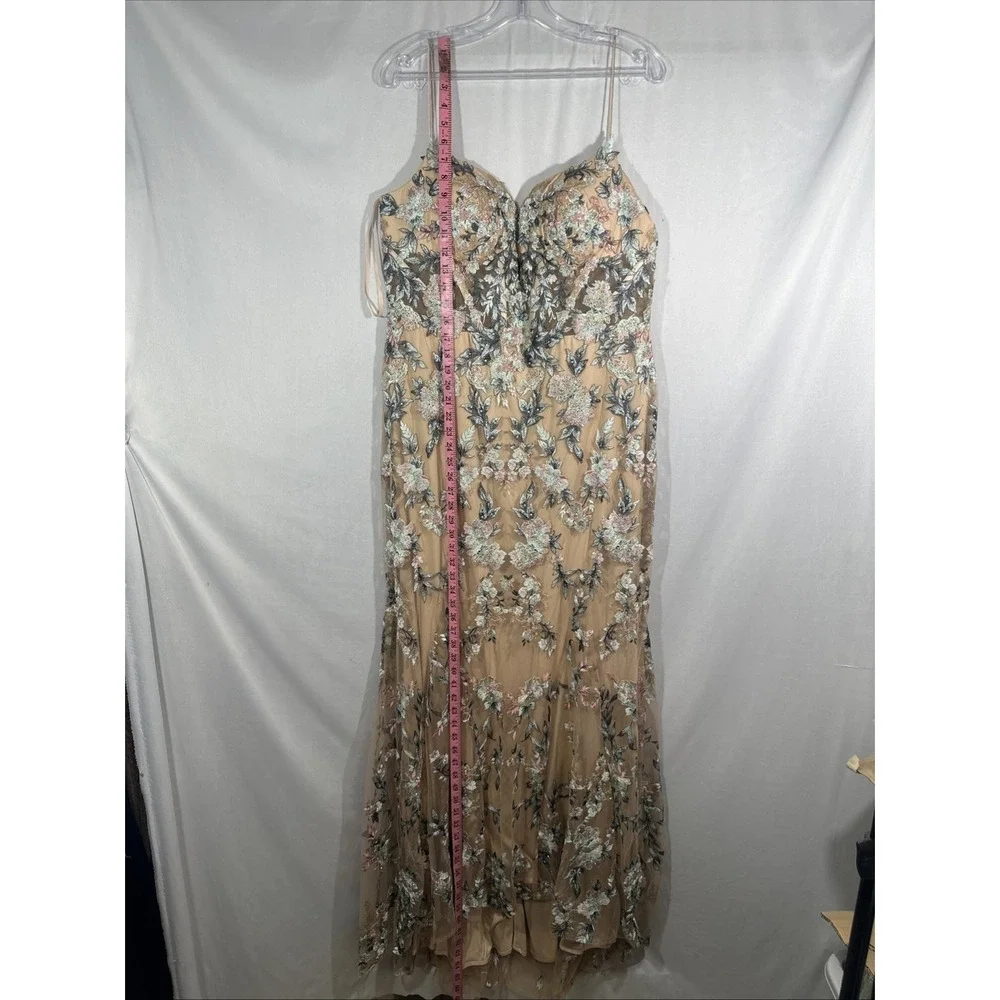 NWT $798 Mac Duggal [ 14 ] 79313 Embroidered Spaghetti Strap Trumpet Gown #J1687 - Picture 7 of 14